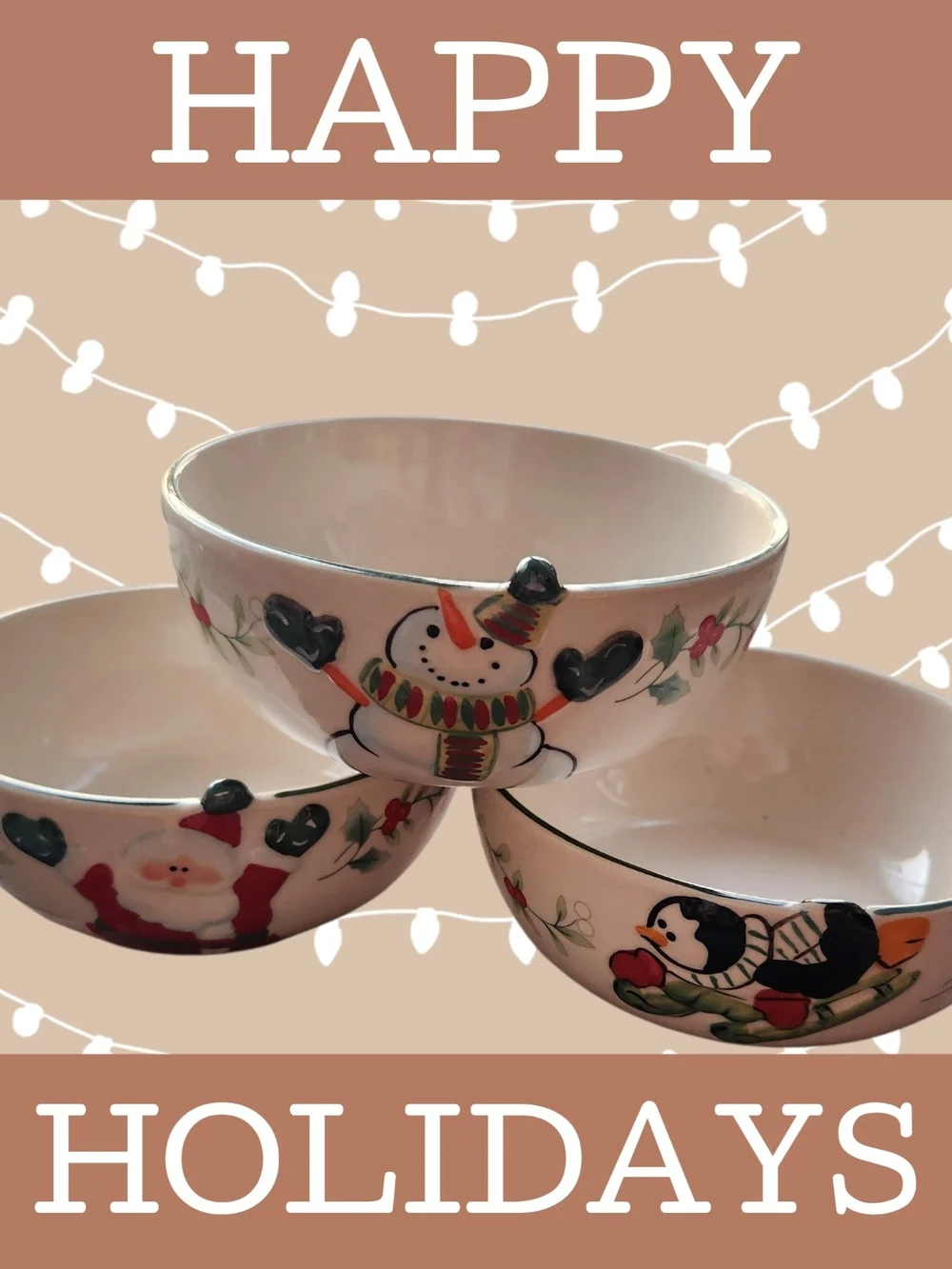 Pfaltzgraff Holiday Character Ceramic Bowls - Winterberry Condiment Bowls